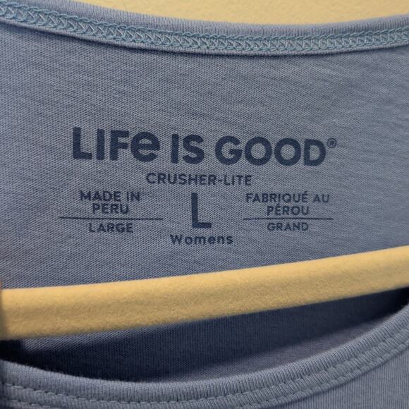 NWT Life is Good Women's Sz L Blue Crusher Lite Tank Top Sunflower Bee Loose Fit - Picture 3 of 5